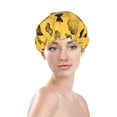 thumbnail image 2 of Light Bulbs Print yellow Shower Cap, Reusable Bath Hair Hat for all Hair Lengths Hair Cover with Elastic Band Double Waterproof Layers Bathing Hat, 2 of 5