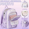 thumbnail image 5 of 4-Piece Cute Backpack Set - Waterproof Backpack with Lunch Box, Pencil Case & Headphone Bag Set, Black & White, 5 of 9