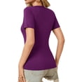 thumbnail image 4 of Summer Short Sleeved Deep V-neck Solid Color Women Slim Fit T-shirt, 4 of 6