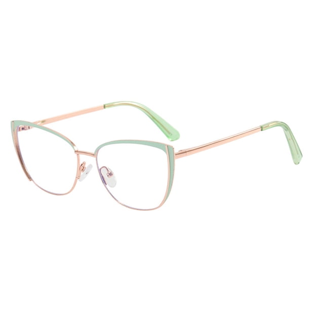 Gafas de sol metálicas con cristales planos que bloquean la luz azul, ideales para viajar, con acabado pintado.