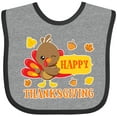 thumbnail image 3 of Inktastic Happy Thanksgiving with Cute Turkey and Leaves Boys or Girls Baby Bib, 3 of 4