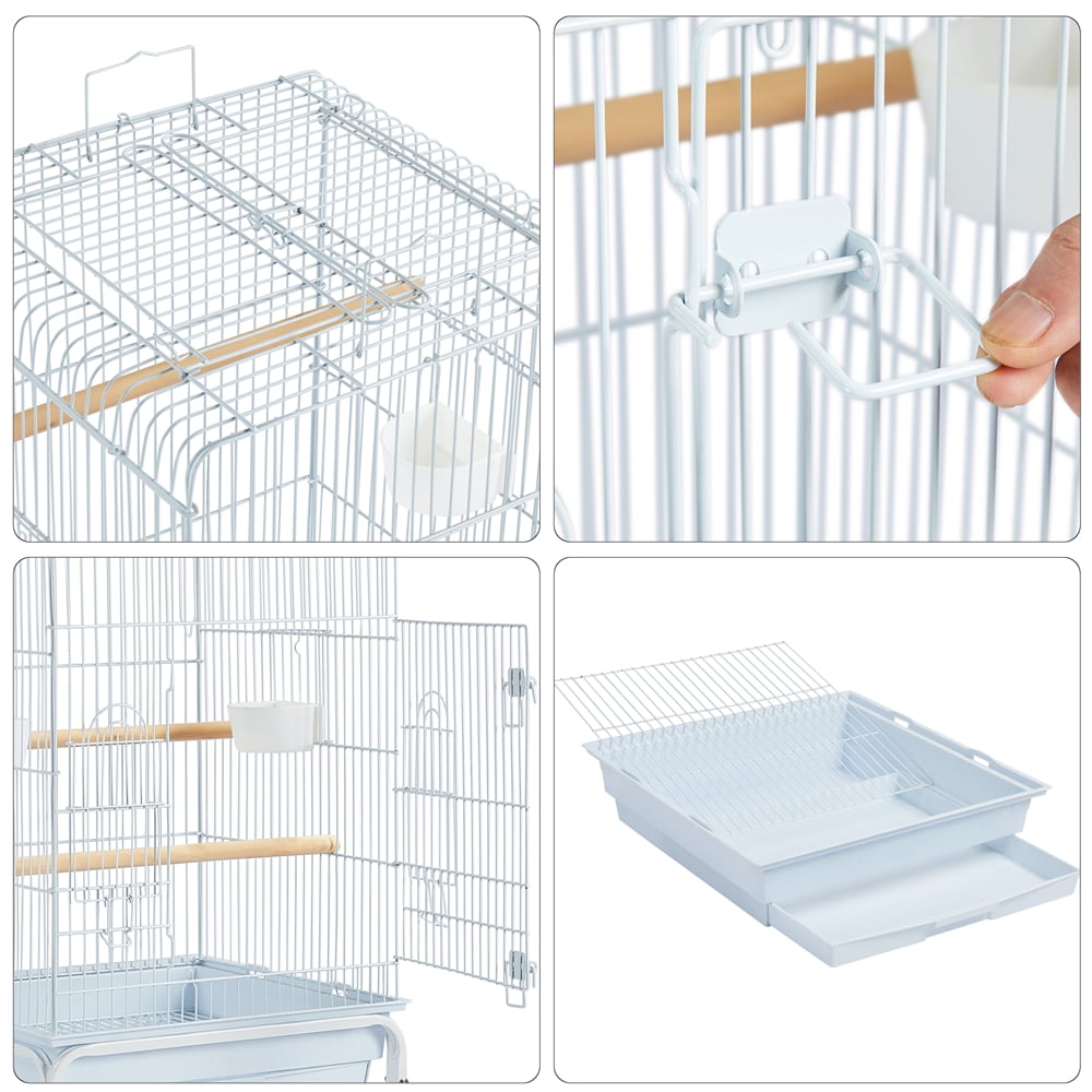 Renwick 47" Play Top Bird Cage with with Rolling Stand, White