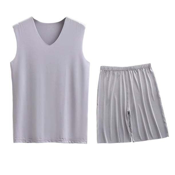 Conjunto Deportivo de los Hombres, Moda Casual de Color Sólido Cuello en V sin Mangas de Elasticidad Superior para el Desgaste Al Aire Libre, Traje Atlético de Humedad