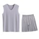 thumbnail image 1 of Conjunto Deportivo de los Hombres, Moda Casual de Color Sólido Cuello en V sin Mangas de Elasticidad Superior para el Desgaste Al Aire Libre, Traje Atlético de Humedad, 1 of 4