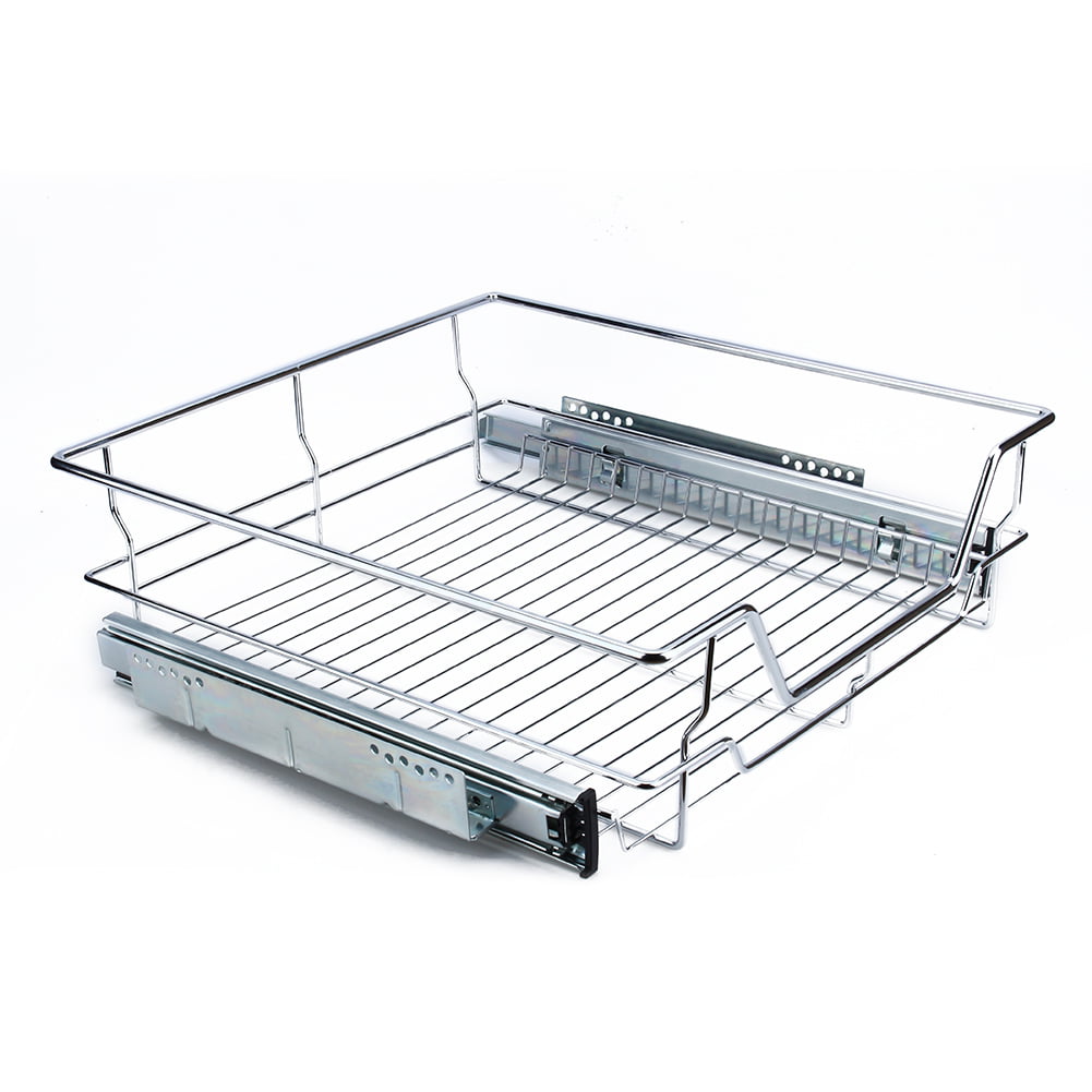 LYUMO Kitchen Sliding Organizer, Pull Out Chrome Wire Storage Basket Drawer Kitchen