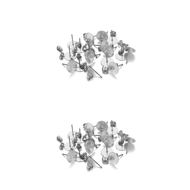 ZheElen Earring Stud Base Multi Stainless Handmade Popular Ear Pins Setting Daily DIY Jewelry Making Tool Beach Supplies Steel Color 10mm 2Set