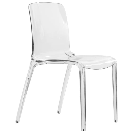 LeisureMod Murray Mid-Century Modern Dining Chair - Transparent Clear Acrylic, Ergonomic Design, Stackable