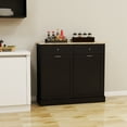 thumbnail image 3 of Modern Black Trash Cabinet with Two Drawers and Large Storage Capacity for Kitchen Island or Laundry Box, 3 of 10