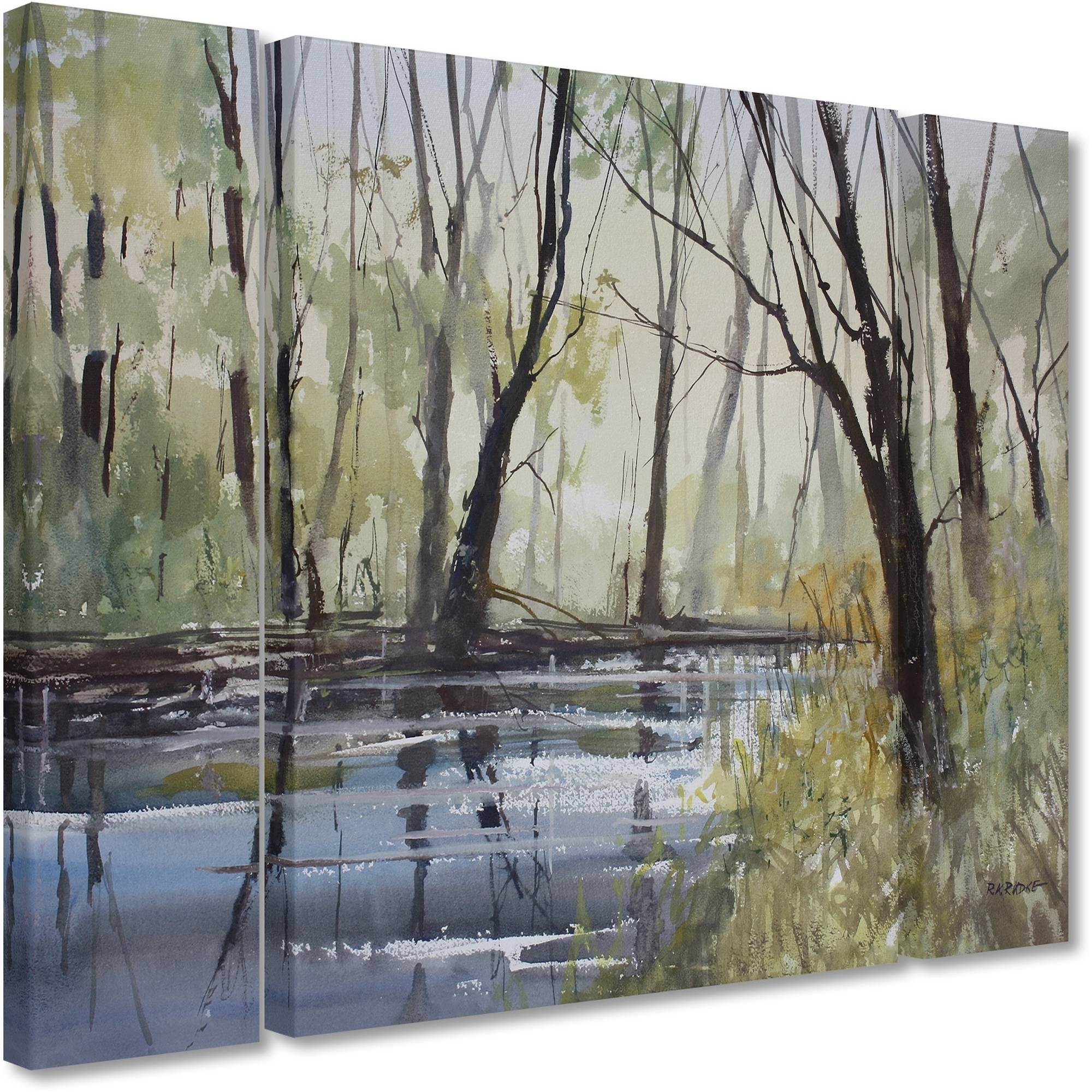 Trademark Fine Art "Pine River Reflections" Canvas Art by Ryan Radke Three Panel Set