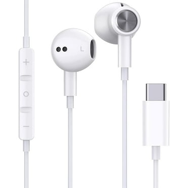 CuWire RKN-570 USB C Earbud Headphones, Hi-Fi Wired in-Ear Stereo Noise Cancelling Earphones, White