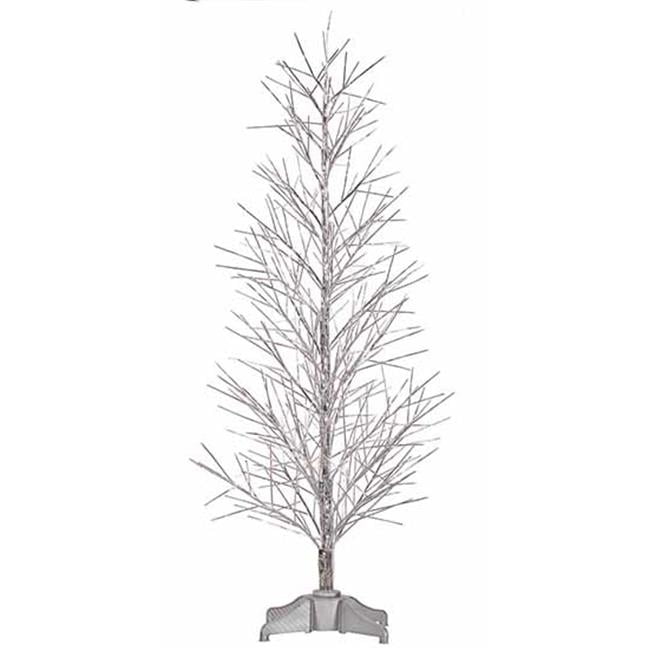 NorthLight 5 ft. PreLit Battery Operated Silver Fiber Optic Christmas Twig Tree Multi