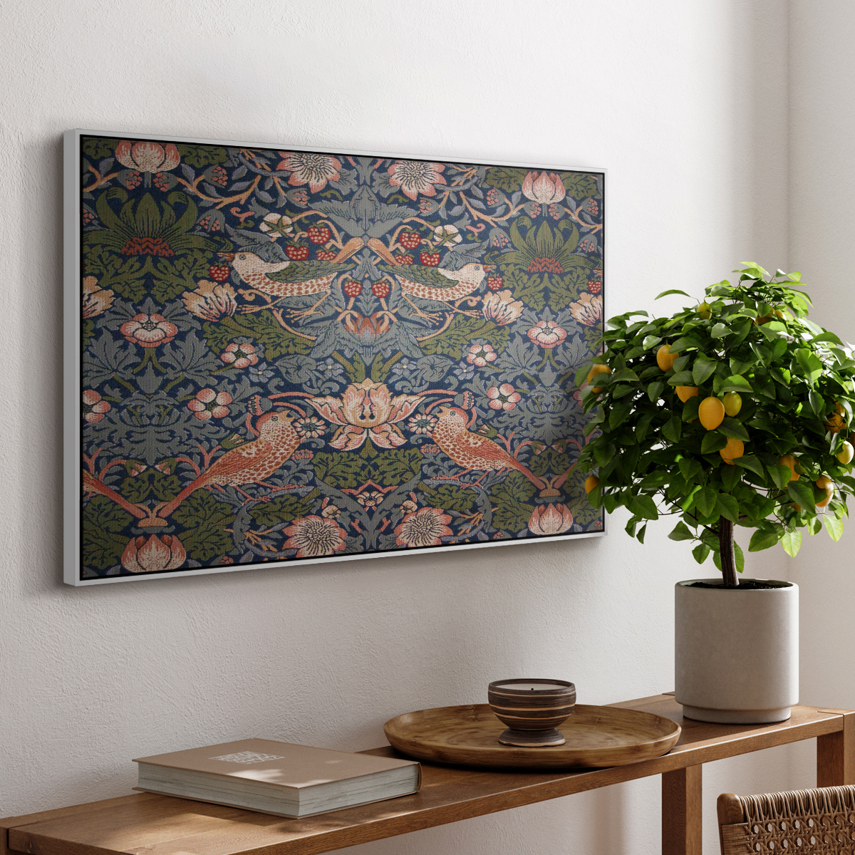 Vintage Abstract Print-LVIII Framed in White Wood Gallery Wrapped Canvas 25 in. x 37 in.