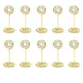 thumbnail image 2 of 10 Pieces Table Number Stand Round Shape Metal Convenient Card Holder Centerpieces Paper Clamp Wedding Decoration Tabletop Decor Gold round, 2 of 6