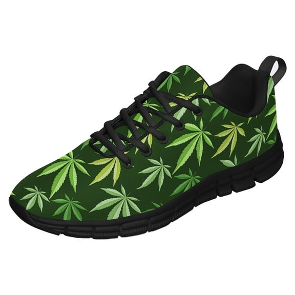 Marijuana Shoes Womens Mens Road Running Shoes Tennis Walking Sneakers Black Size 3.5