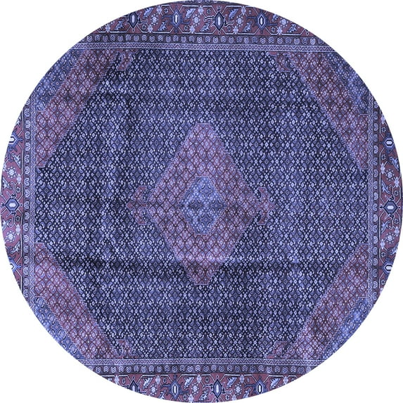 Ahgly Company Machine Washable Indoor Round Persian Blue Traditional Area Rugs, 8' Round
