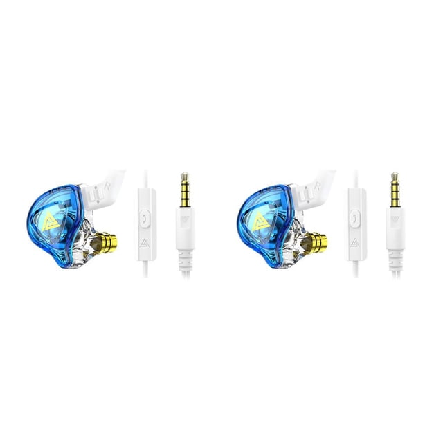 Inteprter Auriculares HIFI de 3,5mm, tapones para los oídos de silicona, auriculares electrónicos con bobina móvil, sonido estéreo, ordenador deportivo Azul 2piezas