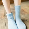 thumbnail image 4 of Prolriy Socks for Women Autumn and Winter Heavy Wool Socks Solid Color Medium Tube Socks Thick Warm Hoop Socks Stockings and Fluffy Towel Socks Womens Socks Blue One Size, 4 of 7