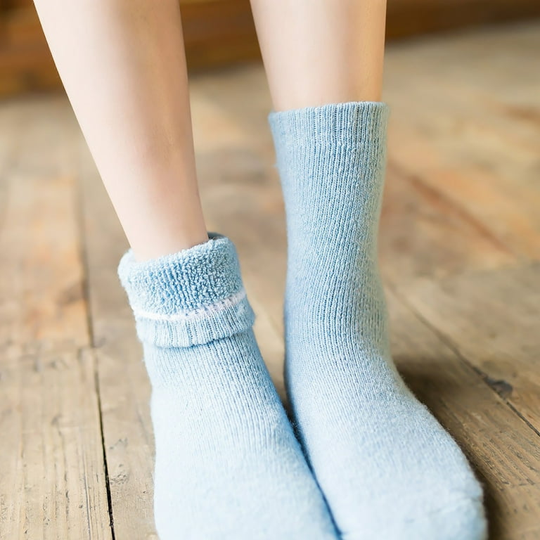 Autumn Winter Heavy Wool Socks Solid Color Ankle Length Socks