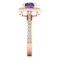 thumbnail image 3 of 1.335 ctw Solitaire with Zirconia Diamond Accents Anniversary Ring for Women | Round Cut Simulated Alexandrite | Hyperallergenic Solid 18K Rose Gold, 3 of 5