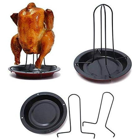 

Eutuxia Chicken Roaster Rack for Oven Grill or BBQ - Sturdy Stainless Steel Vertical Poultry Turkey Standing Holder with Bowl - Must Have Indoor Outdoor Cooking Tool - Great for Home & Camping