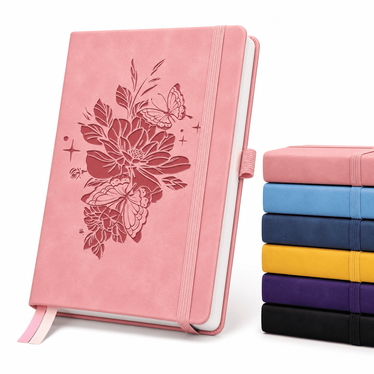 Ruled-B5 A-Pink Lined Journal Notebook Hardcover Faux Leather 365 Pages For Writing Work School Travel