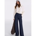 thumbnail image 5 of Women Wide Leg Pants Summer High Waisted Business Casual Work Dress Pants Trousers Slacks Navy Blue L, 5 of 9