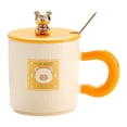 thumbnail image 1 of Taza de oso de 320ml con tapa, cuchara, Taza de cerámica para hombres y mujeres, taza de agua para pareja de café para desayuno en casa y oficina, 1 of 5