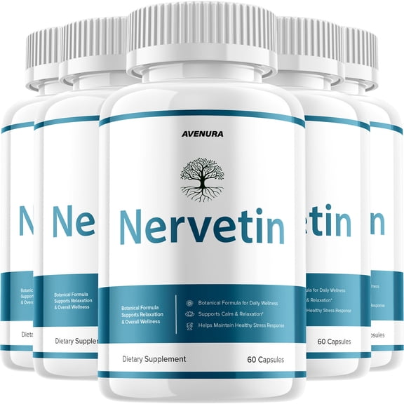 Nervetin Pills – Nervetin Natural Ingredients Nootropic Supplement for Health Support, 5 Pack, 300 Capsules