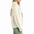 thumbnail image 3 of Women USA Flag Star Stripe Print Open Front Vintage Knitwear Cardigan Cream White XL, 3 of 9