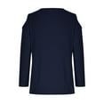 thumbnail image 5 of RYDCOT Spring Tops for Women 2024 Casual 3/4 Sleeve Cold Shoulder Crew Neck T-Shirt Tops Loose Fit Basic Tee Summer Women Clothing on Clearance Navy, 5 of 6