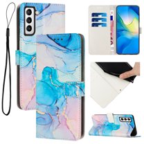for Samsung Galaxy A03s Wallet Case with Card Holder,Women Men RFID Blocking PU Leather Flip Cover Wrist Strap Magnetic Closure Credit Card Slots Marble Patterned Book Style Phone Case,Green