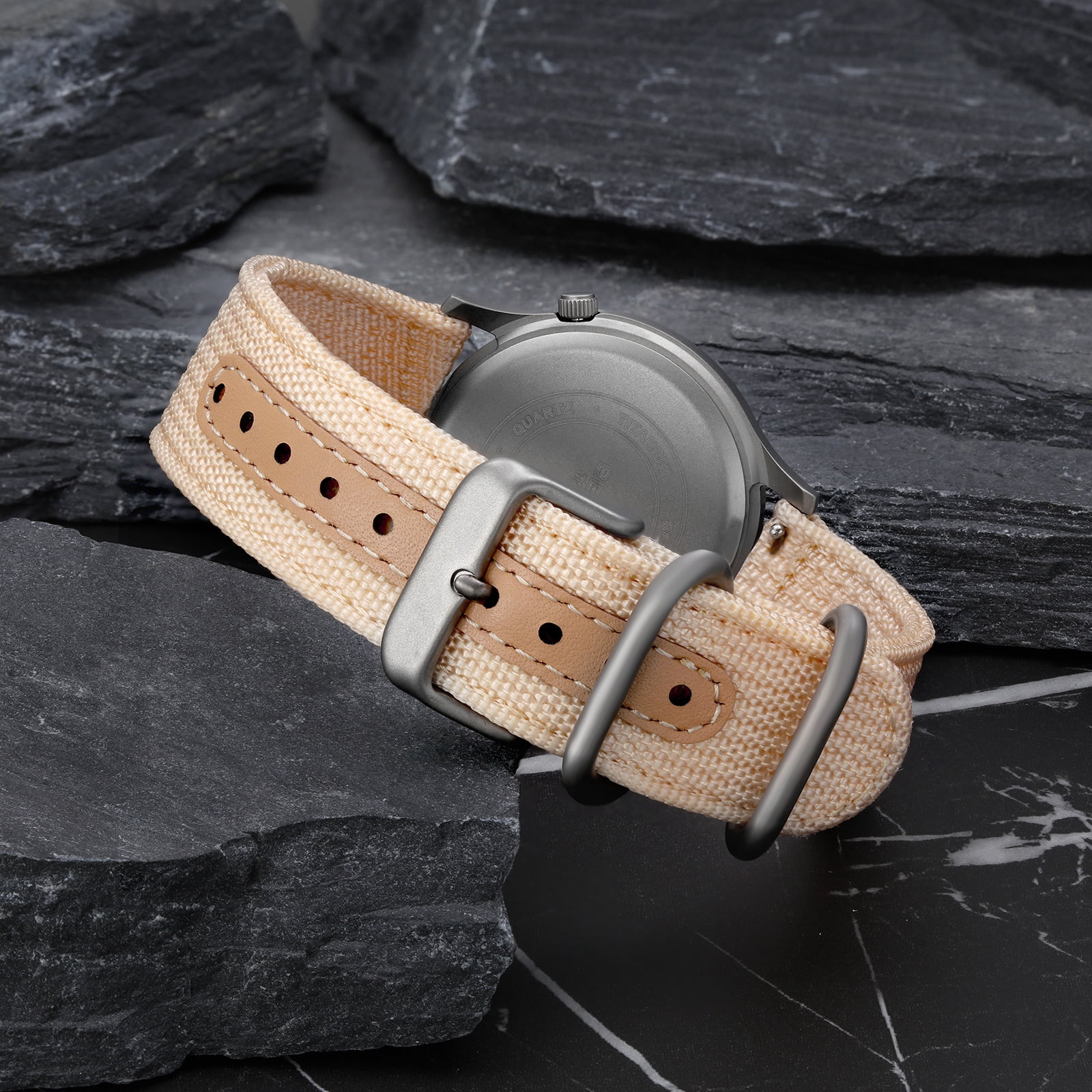 BERNY Watches for Men Military Sport Nylon Strap Titanium Field Watch with Sapphire Crystal Luminous Fashion Analog Quartz Watch Easy to Read 50M Waterproof Army Tactical Casual Wristwatch (White)