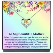 SHERIDANSTAR Jewelry Gifts for Mom from Son or Daughter, Mother's Day Pendant Necklace, Sunflower Heart Necklace for Mom's Birthday (Style 1)