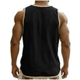thumbnail image 6 of Cotton Linen Tank Tops for Mens - Sleeveless Colorblock Summer Workout Gym Slim Fit Henley Shirt Basic Tee, 6 of 6