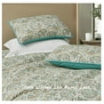 thumbnail image 6 of Presley 3-Piece Printed Paisley Floral Cotton Quilt Set Oversized King Size - Teal Ivory Brown Paisley Floral - Stone Washed Cotton Breathable Lightweight Bedspread Set, 6 of 9