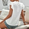 thumbnail image 5 of Summer Tops for Women Ruffle Short Sleeve Plain Casual Business Tops T Shirts Ruffle Neck Basic Tunic Office Blouses, 5 of 5
