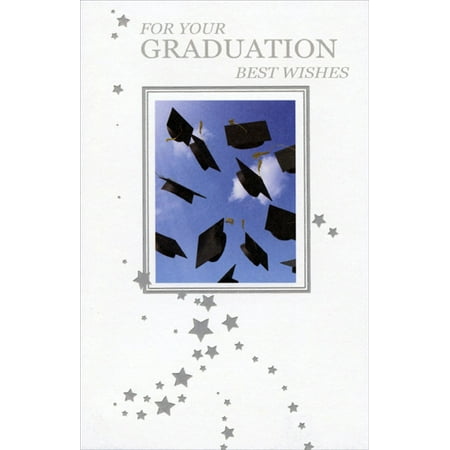 - Freedom Greetings Grad Caps and Silver Foil Stars Graduation Card