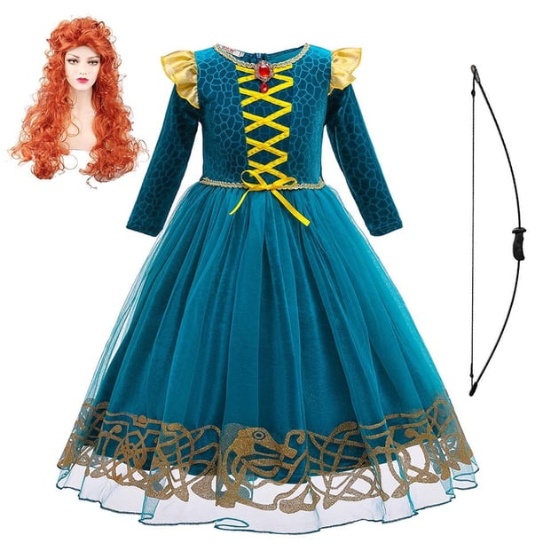 Brave Girl Merida-vestido de dibujos animados para niños, traje de juego de rol para niños, vestido de princesa de manga larga, disfraz de fiesta de Carnaval y Halloween Fivean unisex