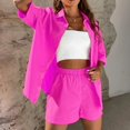 thumbnail image 3 of PEASKJP Short Sets Women 2 Piece Outfits Vacation Women's 2 Piece Outfits Graphic Print Short Sleeve Tee and Drawstring Waist Shorts Set (Hot Pink,XL), 3 of 5