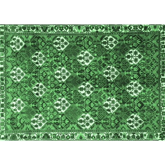 Ahgly Company Indoor Rectangle Persian Emerald Green Traditional Area Rugs, 5' x 7'