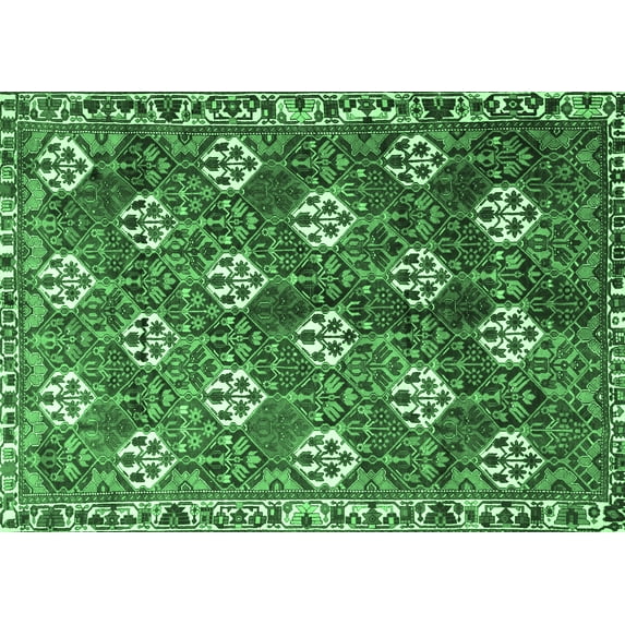 Ahgly Company Indoor Rectangle Persian Emerald Green Traditional Area Rugs, 3' x 5'