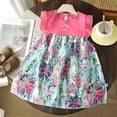 thumbnail image 2 of SROBPTY Girls Summer Dress Print Crew Neck Mid-Length Short Sleeve Sundress for 6 Months -10 Years, 2 of 5