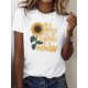 thumbnail image 1 of 1pc Women'S Sunflower Graphic Tee, 100% Cotton Crew Neck T-Shirt with "Be a MAMAW" Slogan, Casual All-Season Knit Fabric Top, 1 of 6