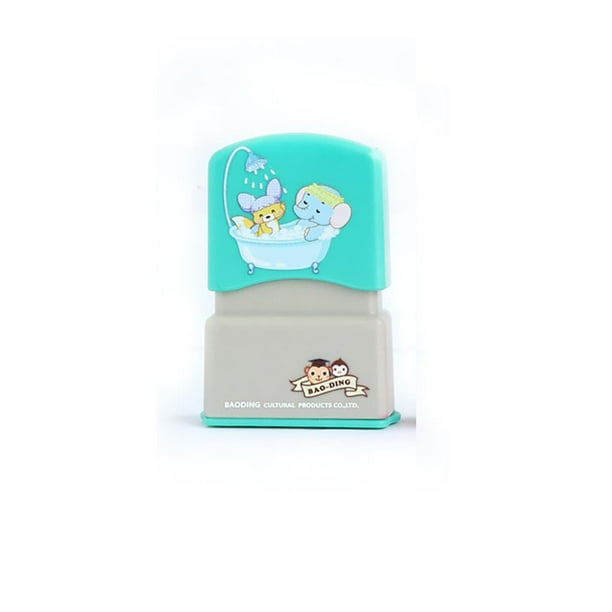 Cateissary Sello para niños Impresión fotosensible Sello de ropa Sello de nombre Pegatinas a prueba de agua Regalo para niños pinturas Verde