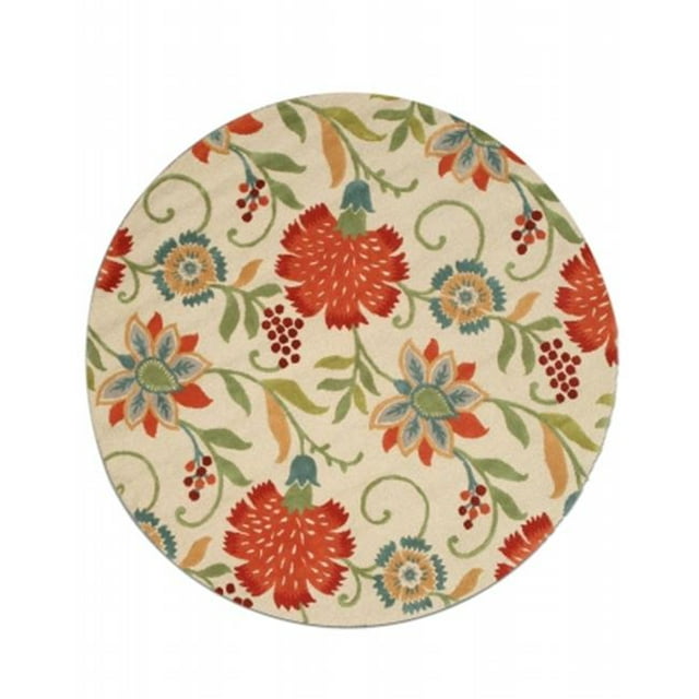 EORC T115IV6X6R Tapis de Transition de Jardin de Printemps en Laine Touffetée à la Main 6 Pi&44; Ivoire - Rond