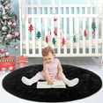 thumbnail image 7 of DweIke Round Rug for Bedroom,Soft Shaggy Area Rugs for Living Room Decor,Fluffy Circle Carpets for Nursery,4'x4',Black, 7 of 7