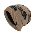 thumbnail image 2 of Lovskoo Men's Warm Knitted Hat Winter Hat Plush Thickened Pattern Hoodie Men's Outdoor Hat Khaki, 2 of 6
