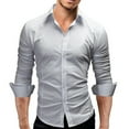 thumbnail image 2 of Men's Slim-fit Long-sleeved Solid Color Simple Formal Shirt, 2 of 9