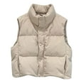 thumbnail image 3 of Aboser Corduroy Puffer Vests for Women Trendy Stand Collar Quilted Jacket Winter Thermal Sleeveless Padded Vest Jackets Oversized Bubble Outwear Coat with Pockets, 3 of 5