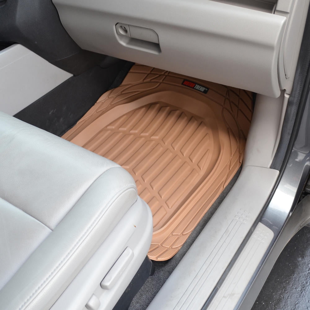 MotorTrend FlexTough Tortoise, Heavy-Duty Rubber Floor Mats for All Weather Protection, Deep Dish, Black